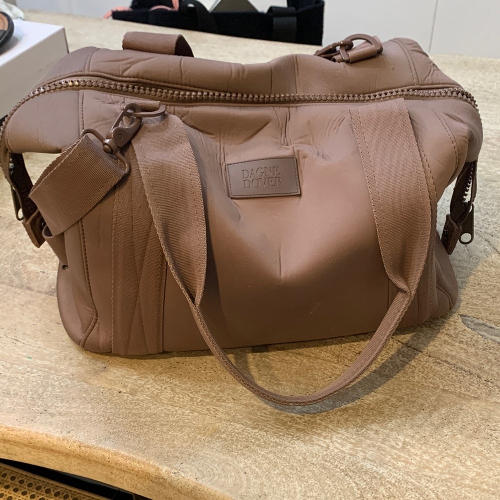 Dagne Dover Brown Quilted Duffel Bag